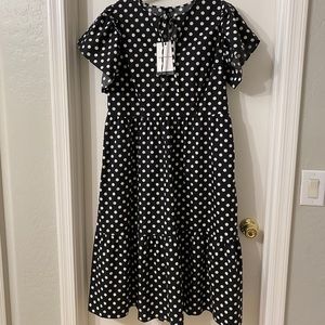 Women's Polka Dot Bell Short Sleeve Dress - Size L